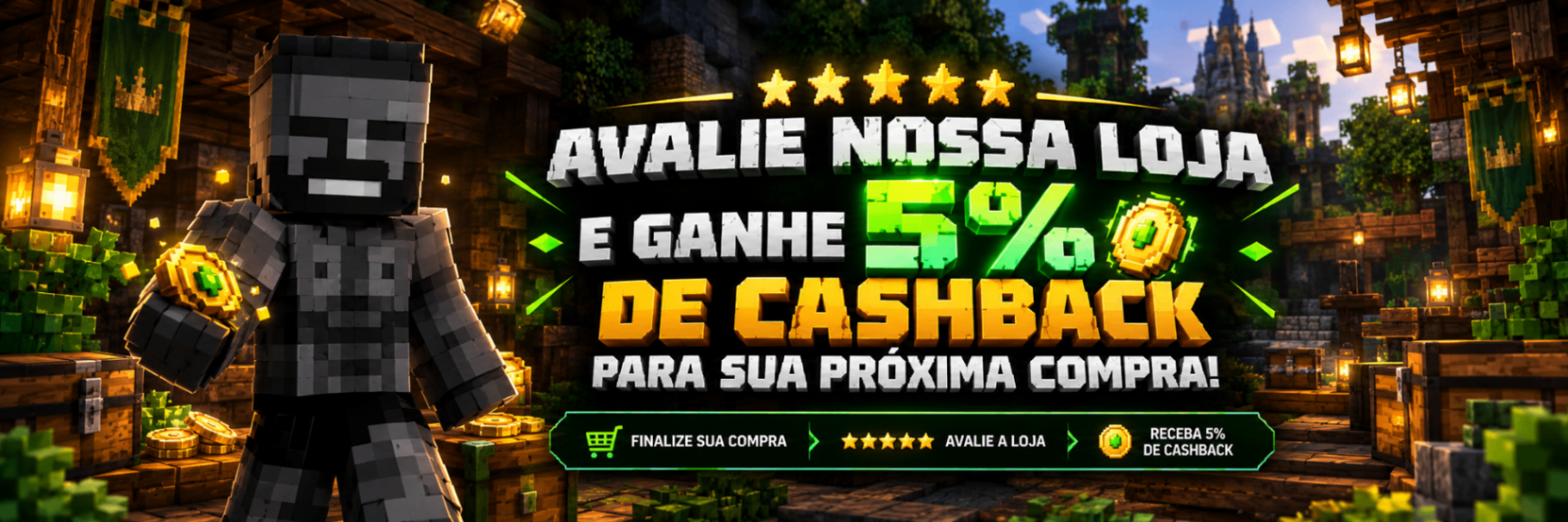 🛒 Avalie nossa loja e ganhe 5% de Cashback!